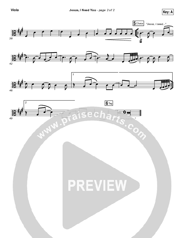 Jesus I Need You Viola (Hillsong Worship)