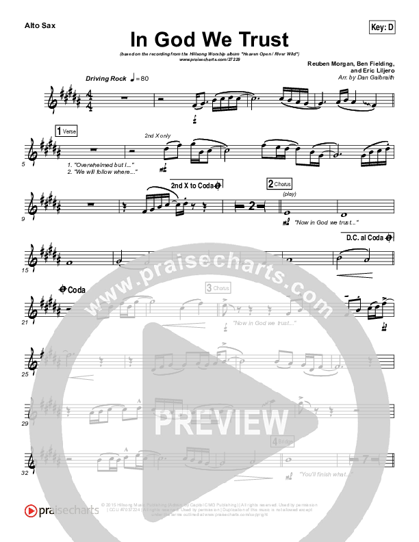 In God We Trust Alto Sax (Hillsong Worship)