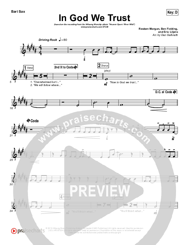 In God We Trust Bari Sax (Hillsong Worship)