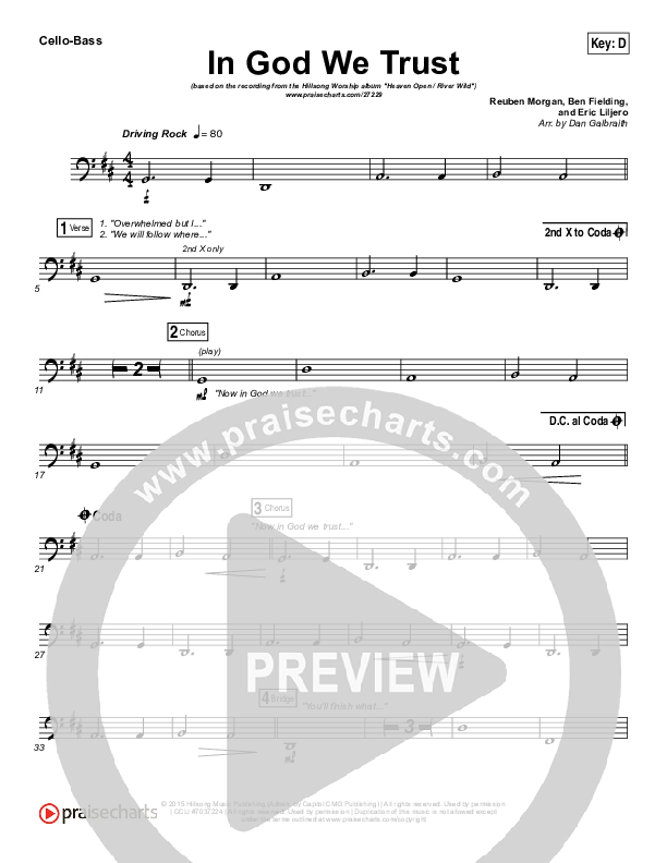In God We Trust Cello/Bass (Hillsong Worship)