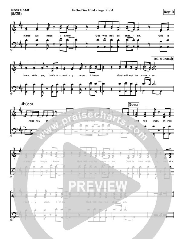 In God We Trust Choir Sheet (SATB) (Hillsong Worship)