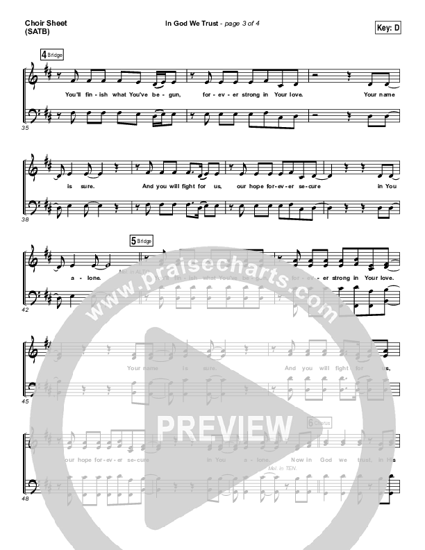 In God We Trust Choir Sheet (SATB) (Hillsong Worship)