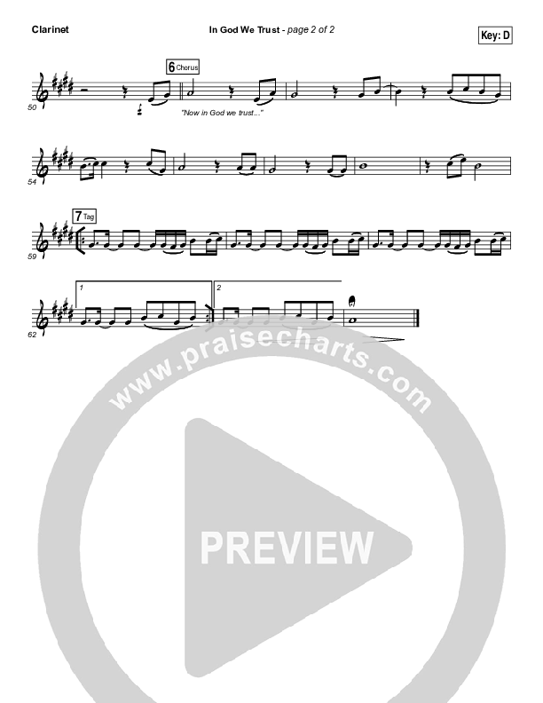 In God We Trust Clarinet (Hillsong Worship)