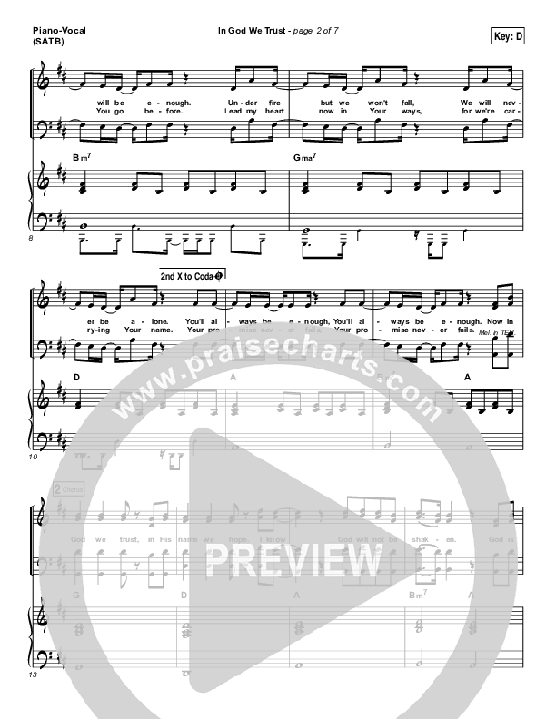 In God We Trust Piano/Vocal (SATB) (Hillsong Worship)
