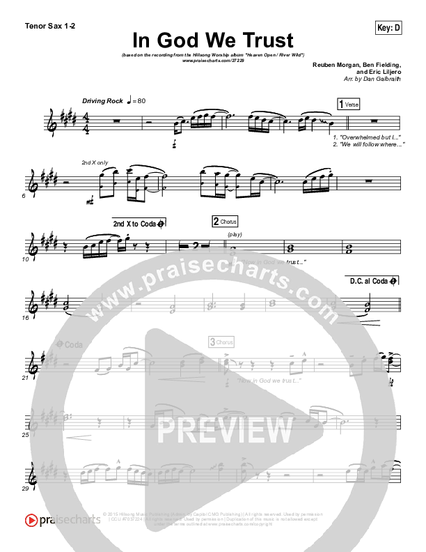 In God We Trust Tenor Sax 1/2 (Hillsong Worship)