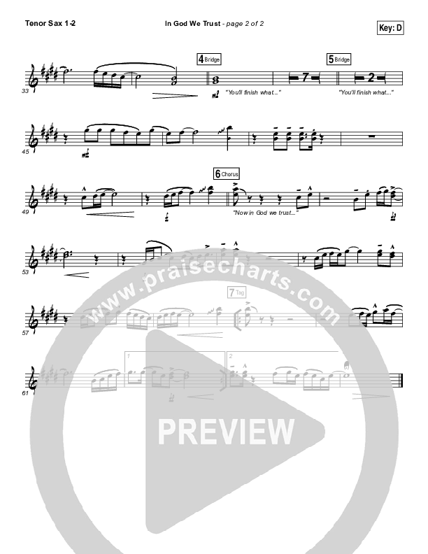 In God We Trust Tenor Sax 1/2 (Hillsong Worship)
