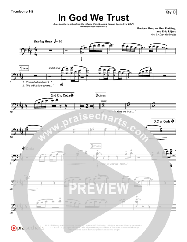 In God We Trust Trombone 1/2 (Hillsong Worship)