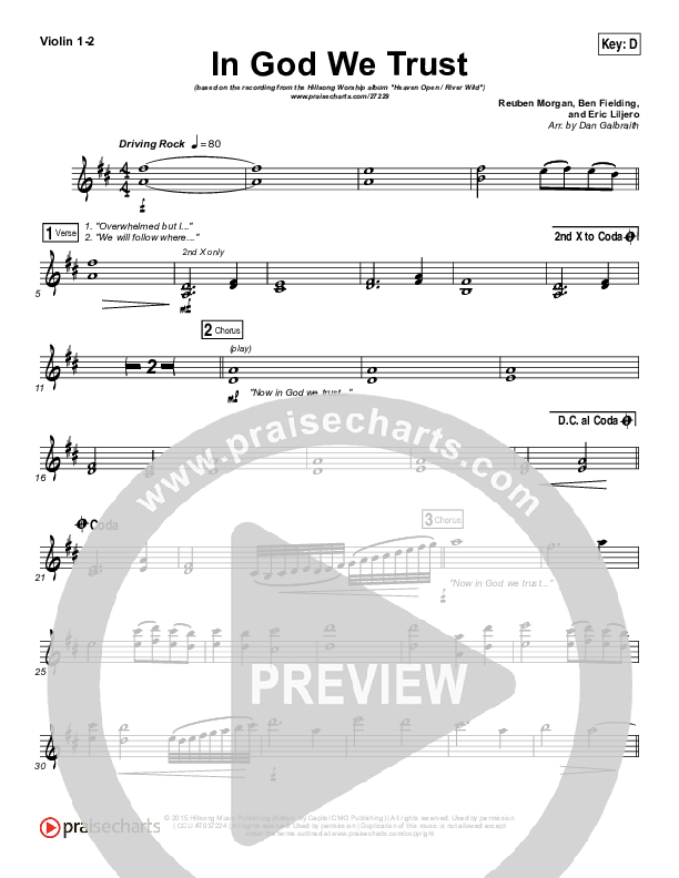 In God We Trust Violin 1/2 (Hillsong Worship)