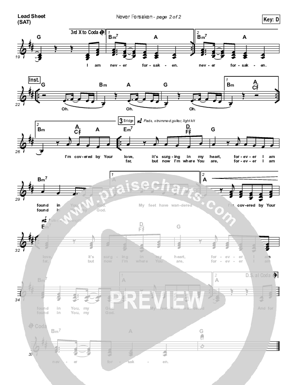 Never Forsaken Lead (SAT) (Hillsong Worship)