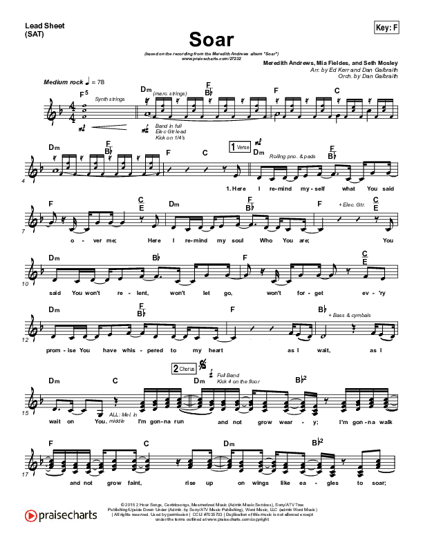Soar Lead Sheet (SAT) (Meredith Andrews)