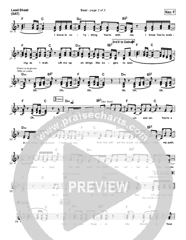 Soar Lead Sheet (SAT) (Meredith Andrews)