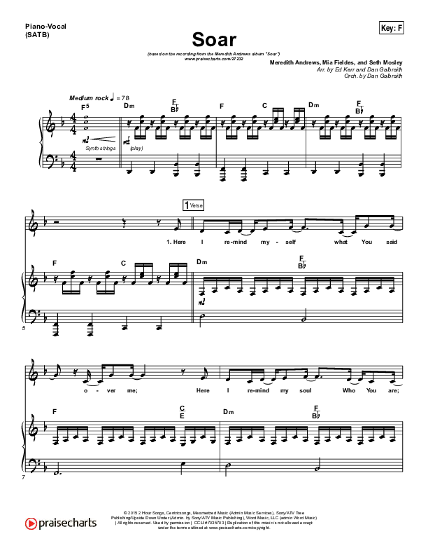 Soar Piano/Vocal (SATB) (Meredith Andrews)