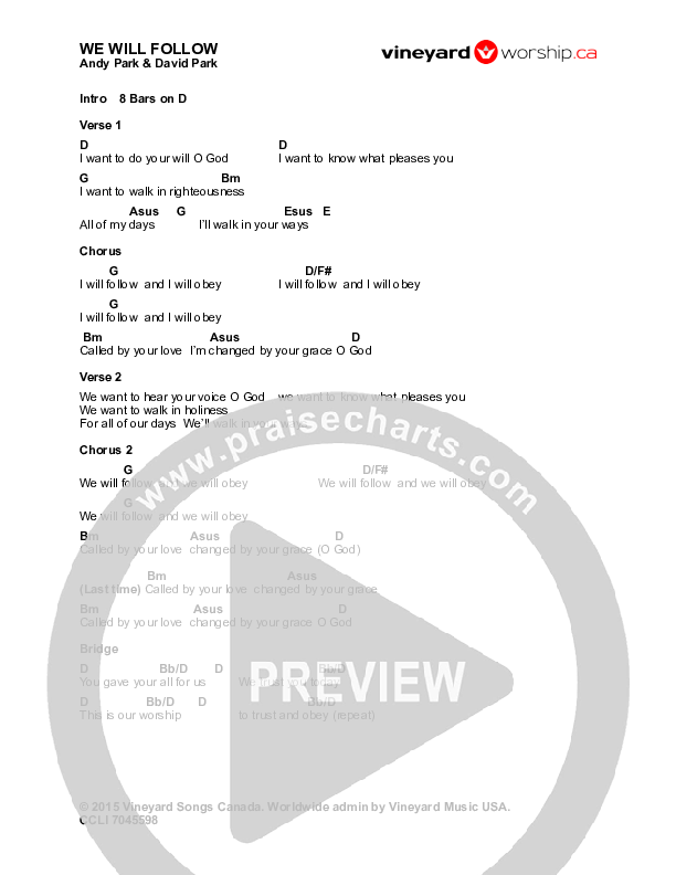 We Will Follow Chords & Lyrics (Andy Park)