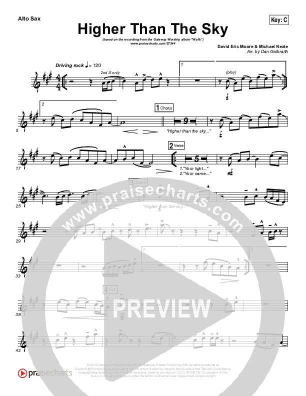 Higher Than The Sky Alto Sax (Gateway Worship / Matt Birkenfeld)