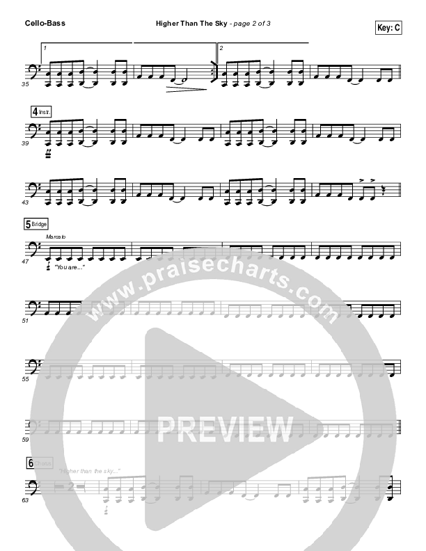 Higher Than The Sky Cello/Bass (Gateway Worship / Matt Birkenfeld)