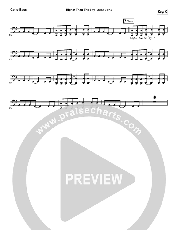 Higher Than The Sky Cello/Bass (Gateway Worship / Matt Birkenfeld)