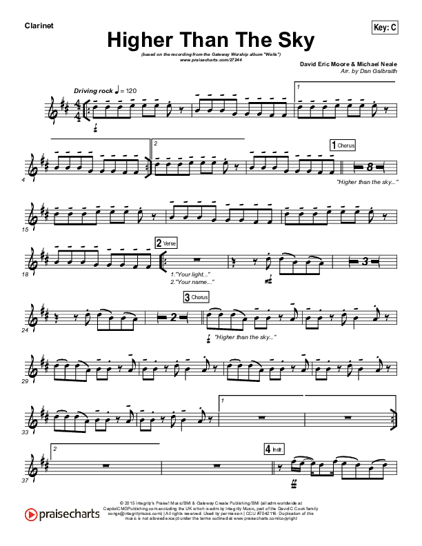 Higher Than The Sky Clarinet (Gateway Worship / Matt Birkenfeld)