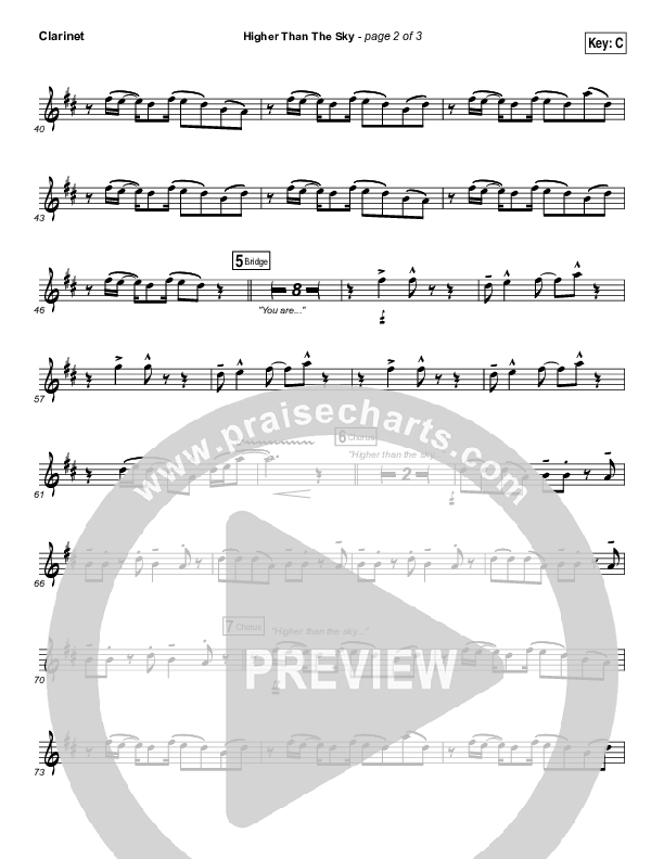 Higher Than The Sky Clarinet (Gateway Worship / Matt Birkenfeld)