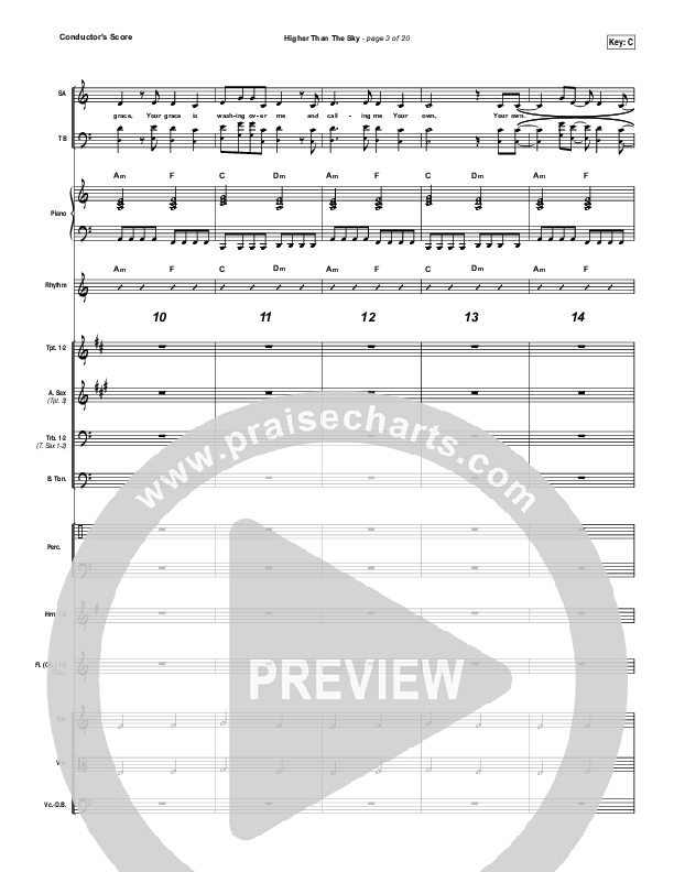 Higher Than The Sky Conductor's Score (Gateway Worship / Matt Birkenfeld)