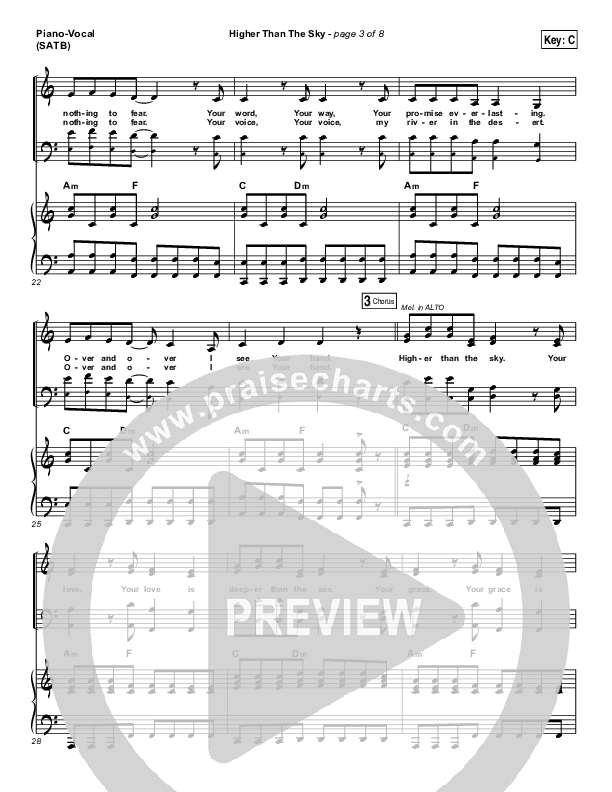 Higher Than The Sky Piano/Vocal (SATB) (Gateway Worship / Matt Birkenfeld)