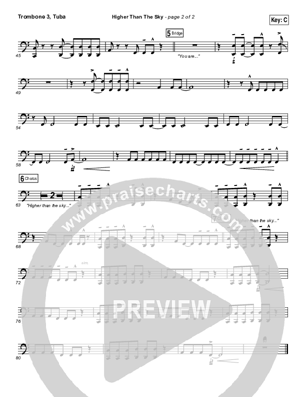 Higher Than The Sky Trombone 3/Tuba (Gateway Worship / Matt Birkenfeld)