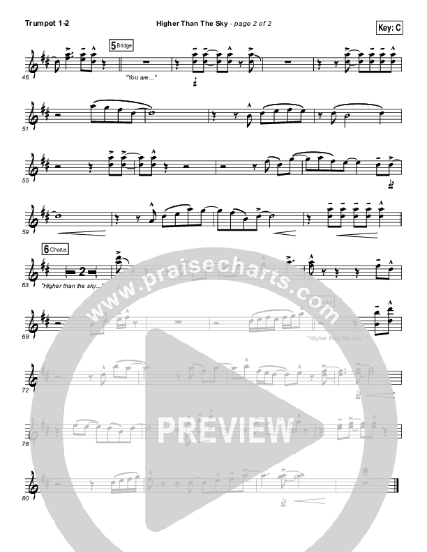 Higher Than The Sky Trumpet 1,2 (Gateway Worship / Matt Birkenfeld)