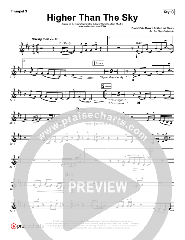 Higher Than The Sky Trumpet 3 (Gateway Worship / Matt Birkenfeld)