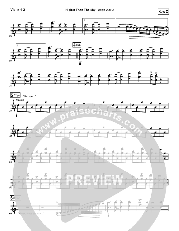 Higher Than The Sky Violin 1/2 (Gateway Worship / Matt Birkenfeld)