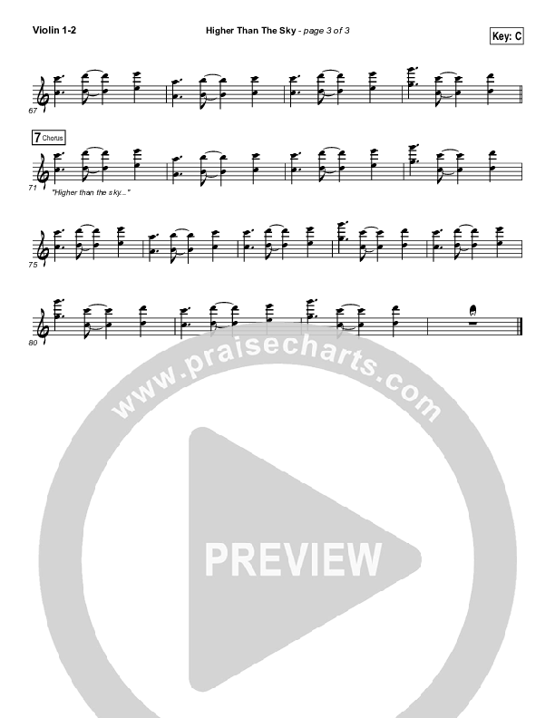 Higher Than The Sky Violin 1/2 (Gateway Worship / Matt Birkenfeld)