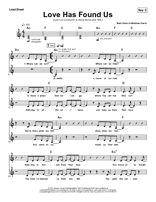 Love Has Found Us Lead Sheet (Gateway Worship)
