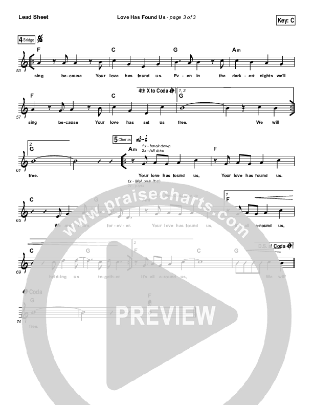 Love Has Found Us Lead Sheet (Gateway Worship)