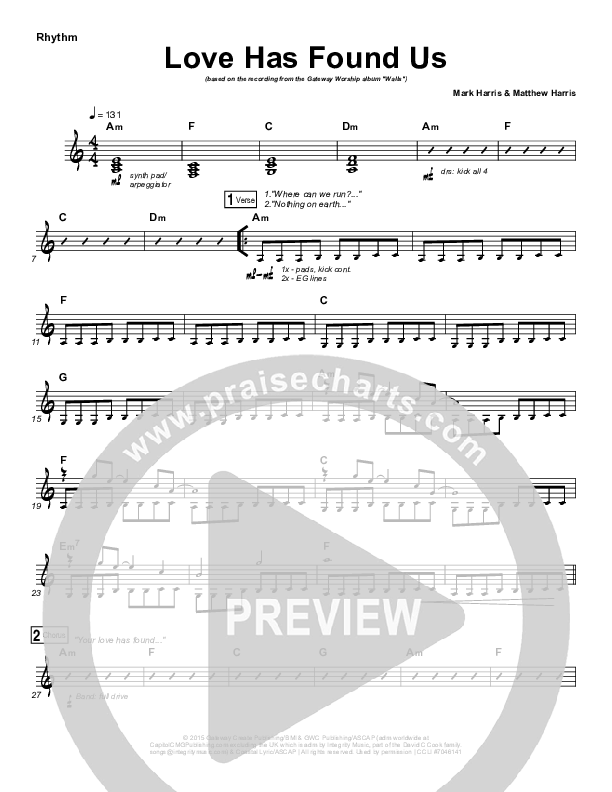 Love Has Found Us Rhythm Chart (Gateway Worship)