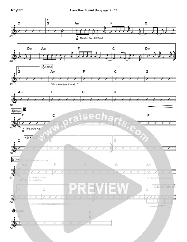 Love Has Found Us Rhythm Chart (Gateway Worship)