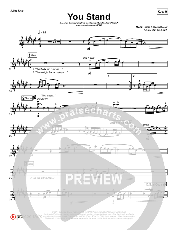 You Stand Alto Sax (Gateway Worship / Thomas Miller)