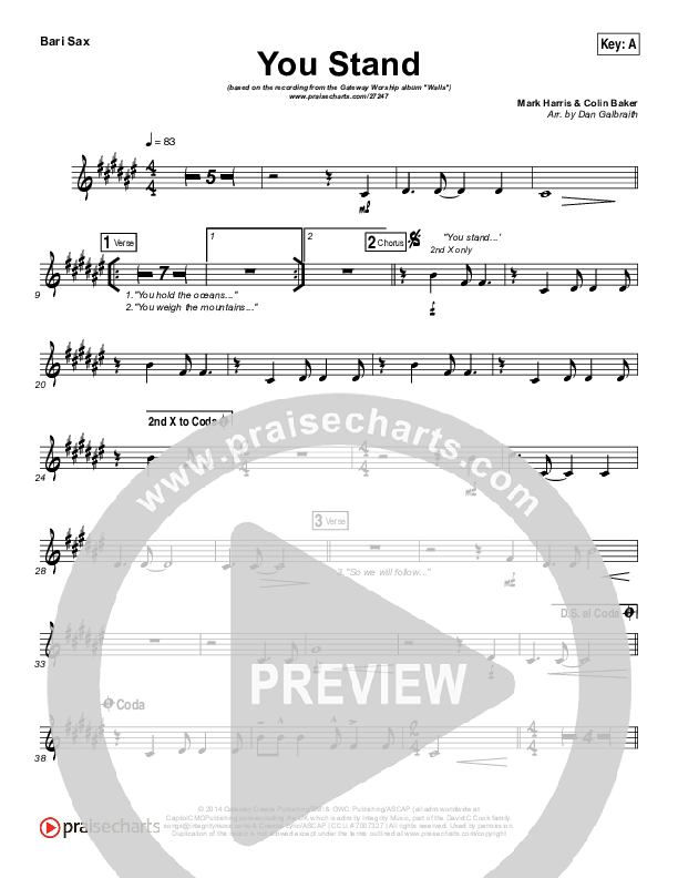 You Stand Bari Sax (Gateway Worship / Thomas Miller)