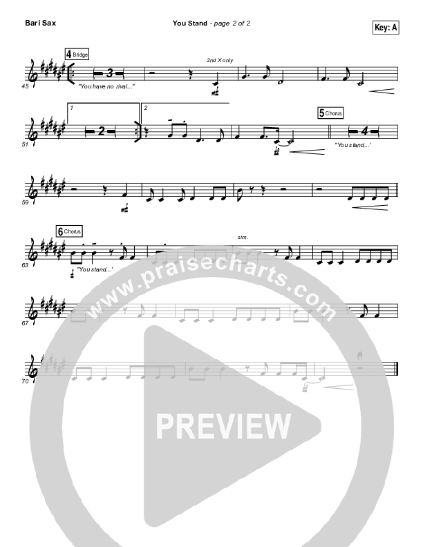 You Stand Bari Sax (Gateway Worship / Thomas Miller)