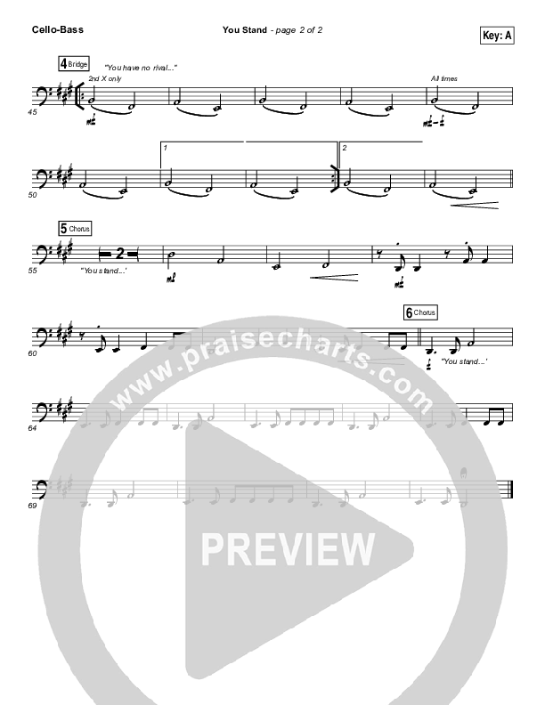 You Stand Cello/Bass (Gateway Worship / Thomas Miller)