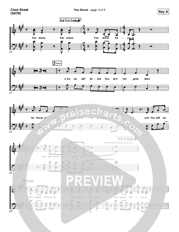 You Stand Choir Sheet (SATB) (Gateway Worship / Thomas Miller)