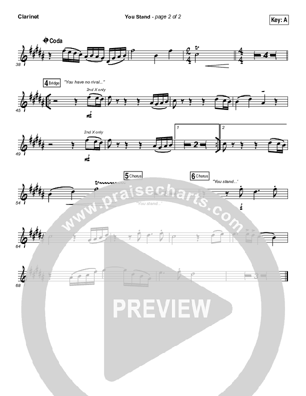 You Stand Clarinet (Gateway Worship / Thomas Miller)