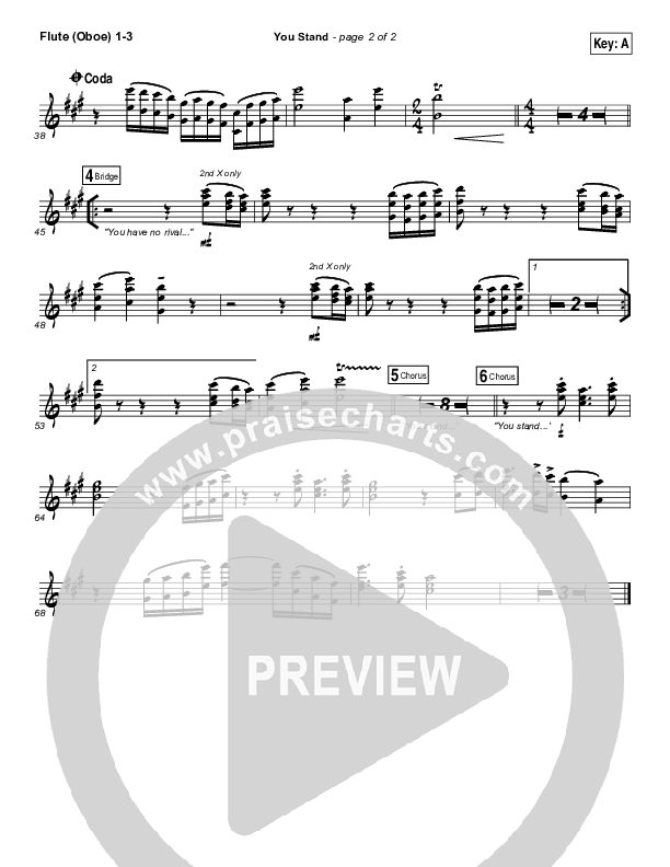 You Stand Flute/Oboe 1/2/3 (Gateway Worship / Thomas Miller)