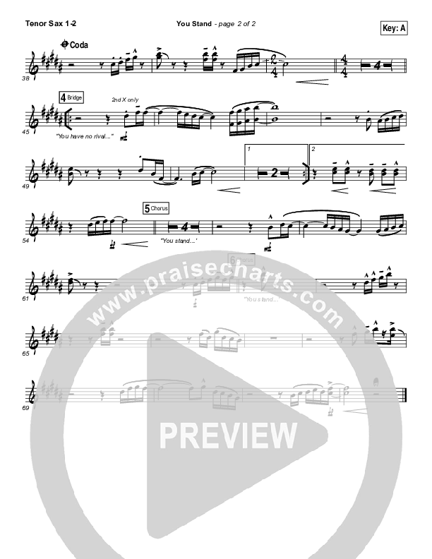 You Stand Tenor Sax 1/2 (Gateway Worship / Thomas Miller)