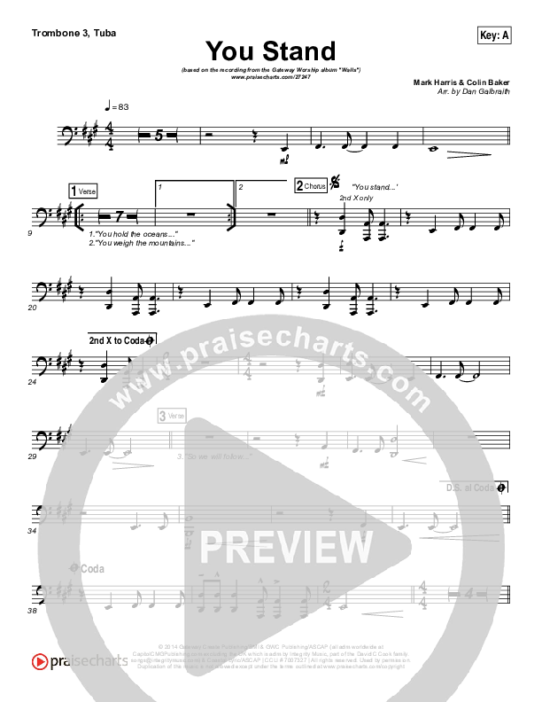 You Stand Trombone 3/Tuba (Gateway Worship / Thomas Miller)