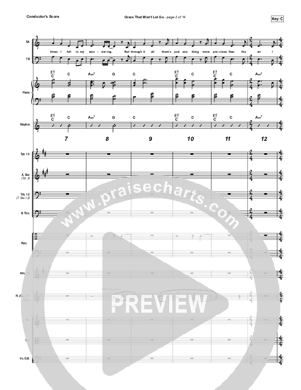 Grace That Won't Let Go Conductor's Score (Gateway Worship / Mark Harris)