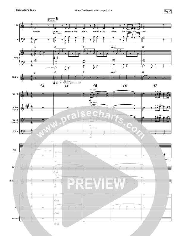 Grace That Won't Let Go Conductor's Score (Gateway Worship / Mark Harris)