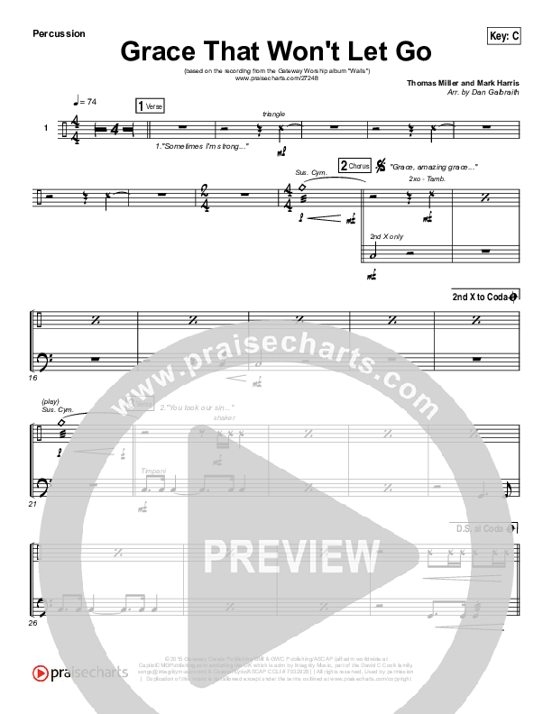 Grace That Won't Let Go Percussion (Gateway Worship / Mark Harris)