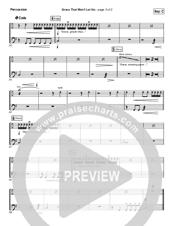 Grace That Won't Let Go Percussion (Gateway Worship / Mark Harris)