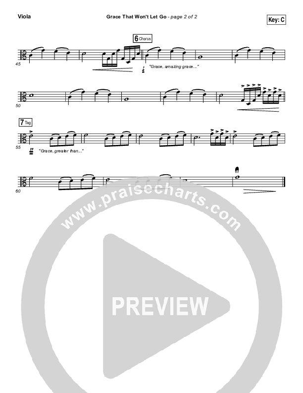 Grace That Won't Let Go Viola (Gateway Worship / Mark Harris)