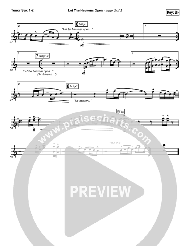 Let The Heavens Open Tenor Sax 1/2 (Gateway Worship / Kari Jobe)