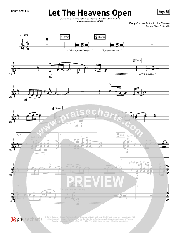 Let The Heavens Open Brass Pack (Gateway Worship / Kari Jobe)