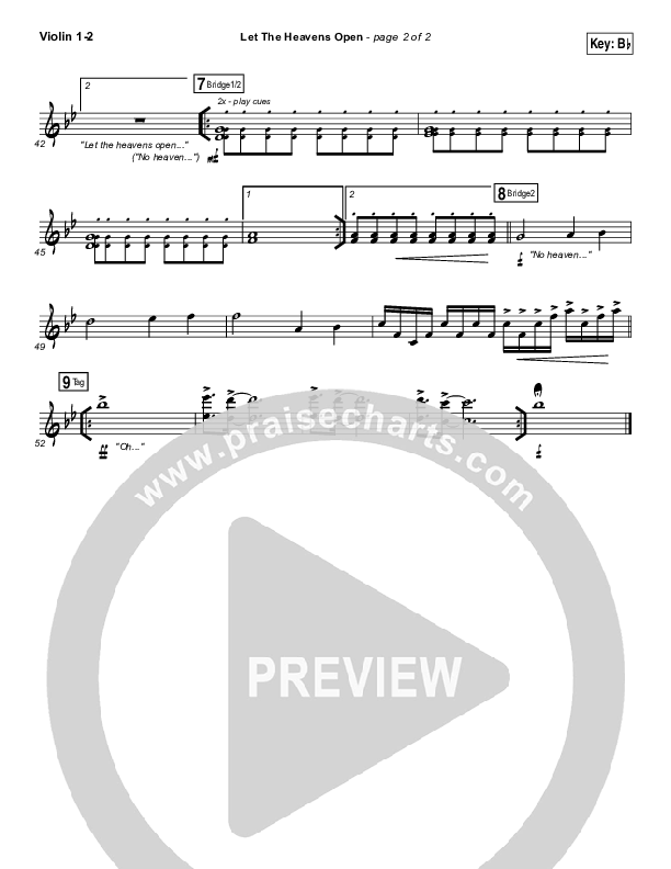 Let The Heavens Open Violin 1/2 (Gateway Worship / Kari Jobe)